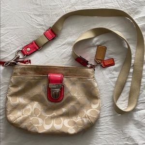 Coach Small Crossbody Bag - Pink/Tan/Silver